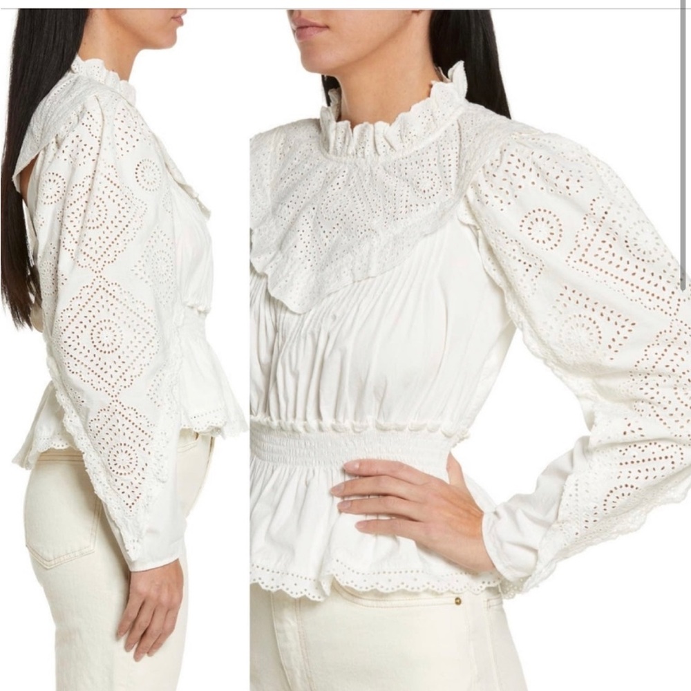 Sea Vienne Long Sleeve Eyelet Lace Blouse